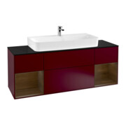 V&B Meuble sous lavabo Finion 160 cm, étagère placage noyer, pivoine mat