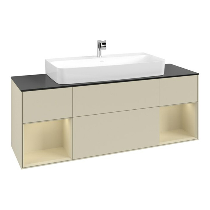 V&B Meuble sous lavabo Finion 160 cm, laque gris clair, laque gris clair