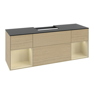 V&B Meuble sous lavabo Finion 160 cm, laqué gris, placage chêne
