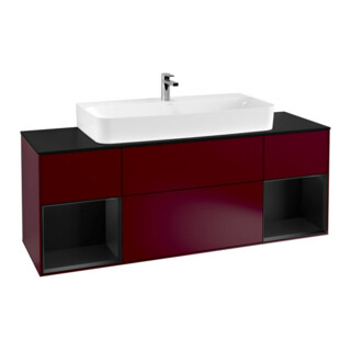 V&B Meuble sous lavabo Finion 160 cm, laque mat bleu Reg, Pivoine mat