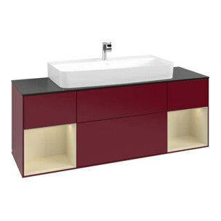 V&B Meuble sous lavabo Finion 160 cm, laque mat Peony, avec étagère