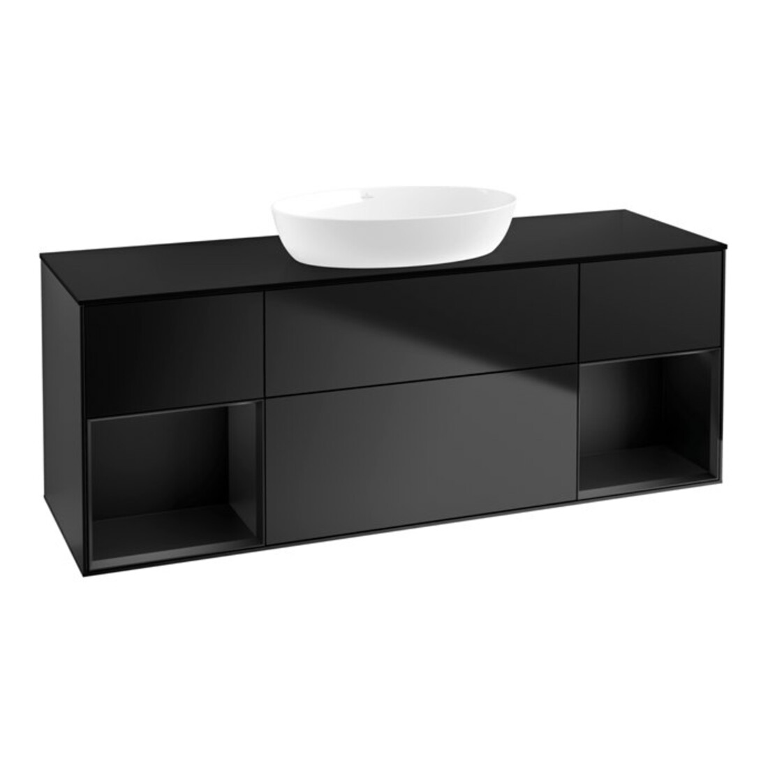 V&B Meuble sous lavabo Finion 160 cm, Pl b m, Étagère bla m Lac, bla m Lac