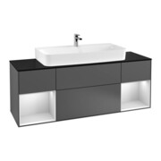 V&B Meuble sous-lavabo Finion 160 cm, Pl b m, Étagère blanche m Lac, Anthracite m