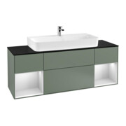 V&B Meuble sous lavabo Finion 160 cm, Pl b m, Étagère blanche m Lac, Oli. m Lac