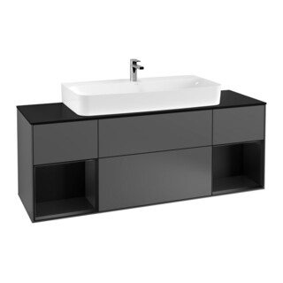 V&B Meuble sous lavabo Finion 160 cm, Pl b m, Reg bla m Lac, Anthrac. m