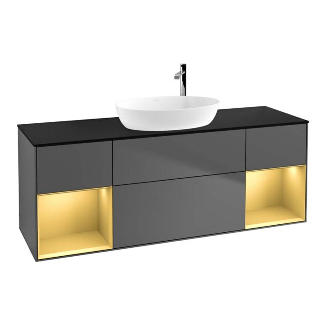 V&B Meuble sous lavabo Finion 160 cm, Pl b m, Reg gol m Lac, Anthrac. m