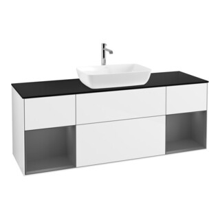 V&B Meuble sous lavabo Finion 160 cm, Pl b m, Rg A m Lac, blanc brillant Lac