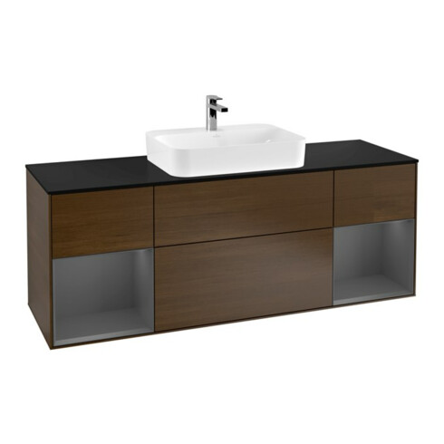 V&B Meuble sous-lavabo Finion 160 cm, Pl b m, Rg A m Lac, noyer veinée
