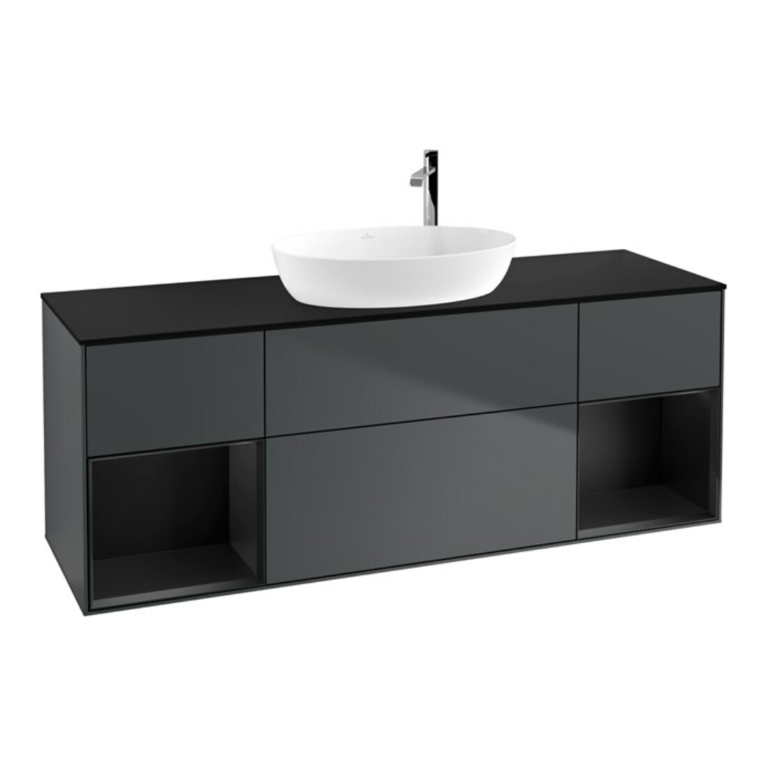 V&B Meuble sous lavabo Finion 160 cm, Pl b m, Rg b m Lac, md bl. m Lac