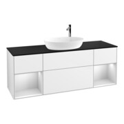 V&B Meuble sous lavabo Finion 160 cm, Pl b m, Rg blc m Lac, gla blc Lac