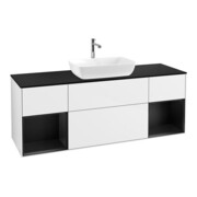 V&B Meuble sous lavabo Finion 160 cm, Pl b m, Rg bleu m Lac, blanc brillant Lac
