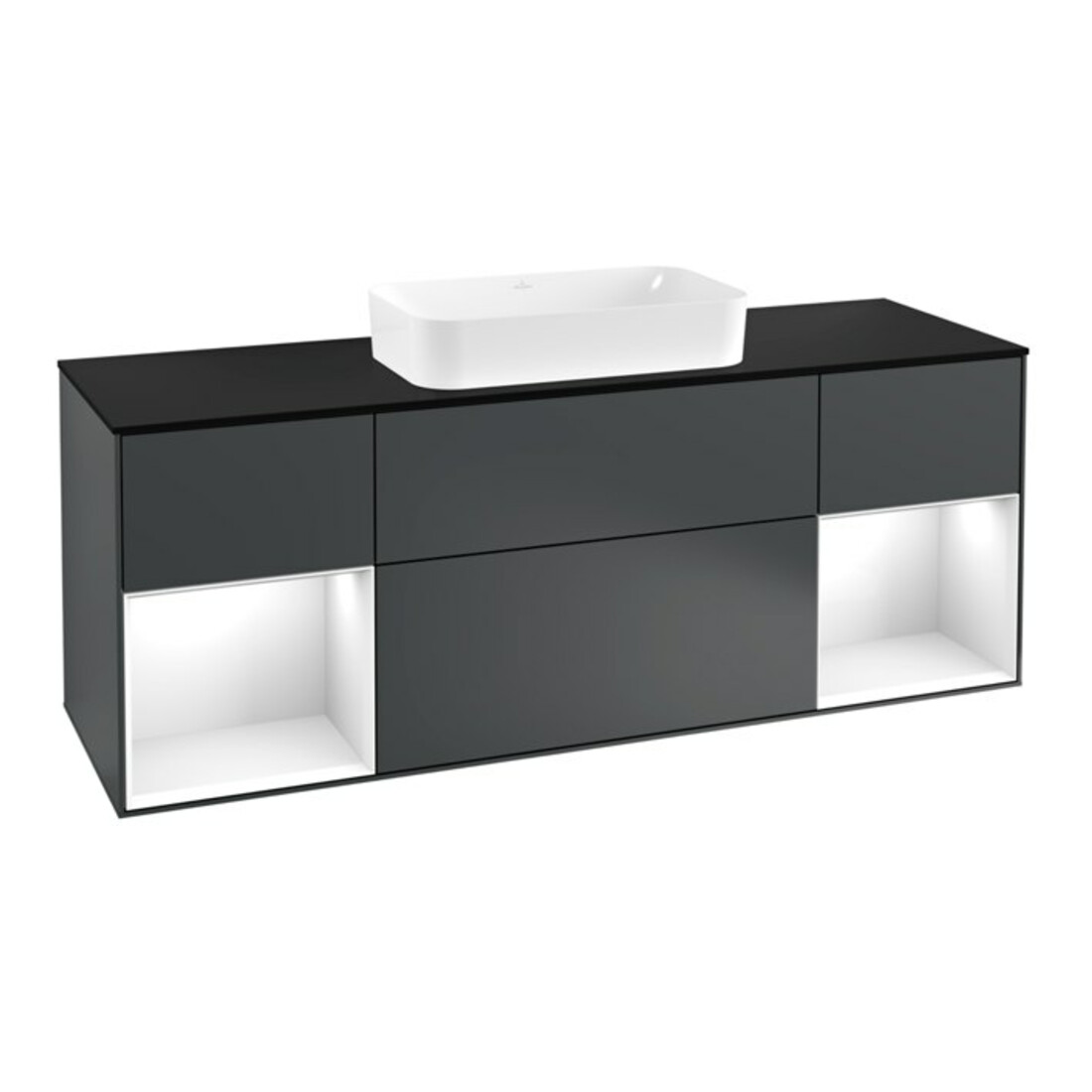 V&B Meuble sous lavabo Finion 160 cm, Pl b m, Rg g w Lac, md bl. m Lac
