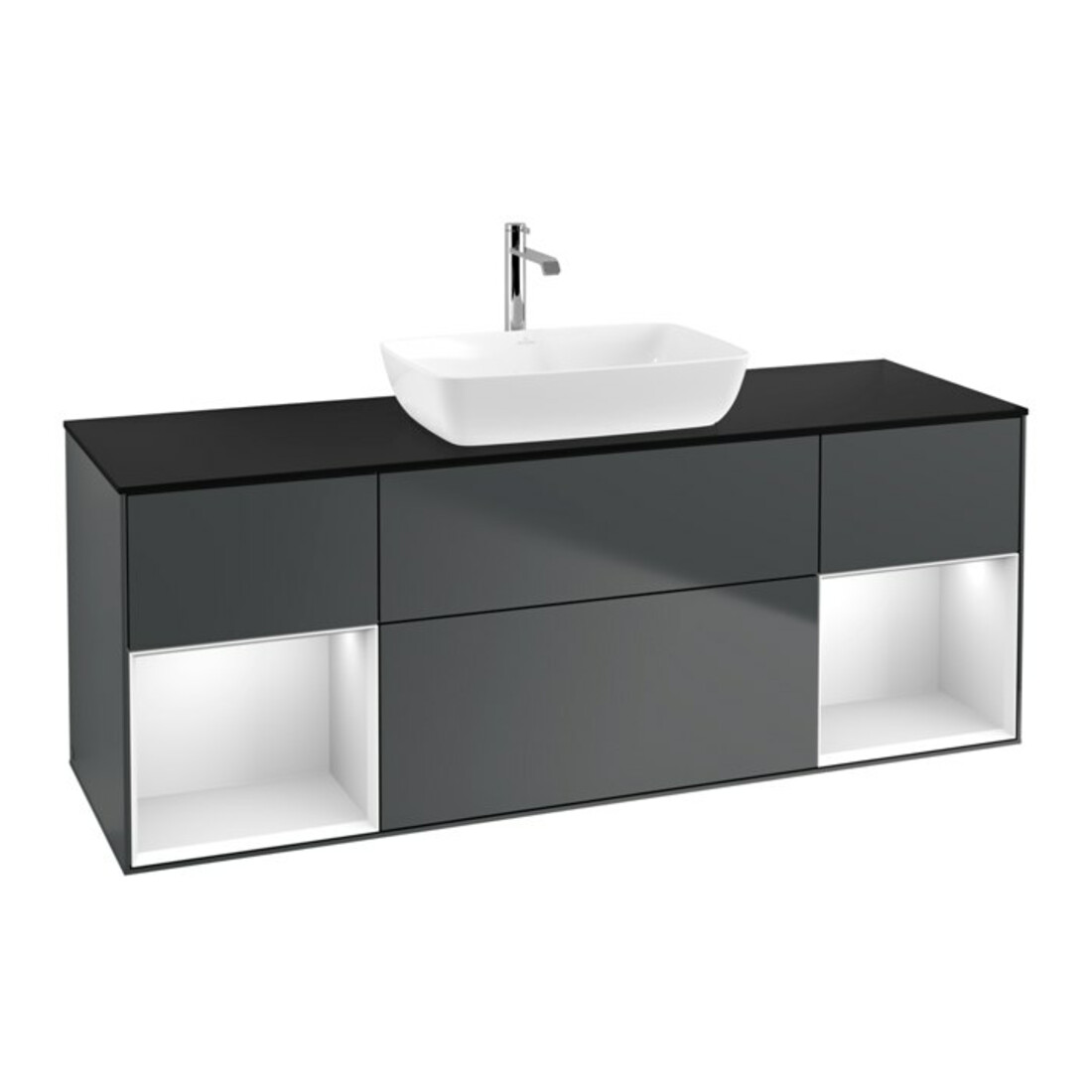 V&B Meuble sous-lavabo Finion 160 cm, Pl b m, Rg w m Lac, md bl. m Lac
