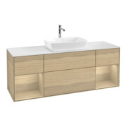 V&B Meuble sous lavabo Finion 160 cm, Pl blanc, éclairage mural, Reg Oa ven, Oa ven