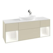 V&B Meuble sous lavabo Finion 160 cm, Pl blanc mat, Caisson blanc mat laqué, poignée gris mat laqué-3