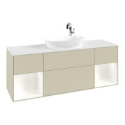 V&B Meuble sous lavabo Finion 160 cm, Pl blanc mat, Caisson blanc mat laqué, poignée gris mat laqué-4