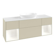 V&B Meuble sous-lavabo Finion 160 cm, Pl blanc mat, Caisson blanc mat laqué, poignées gris mat laqué-3
