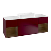 V&B Meuble sous lavabo Finion 160 cm, Pl blanc mat, Reg bois noyer, Peo mat