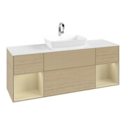 V&B Meuble sous lavabo Finion 160 cm, Pl blanc mat, Reg si Gr mat laqué, Oa ven