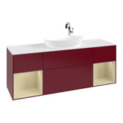 V&B Meuble sous lavabo Finion 160 cm, pl blanc mat, réglette argent, poignée mate-4
