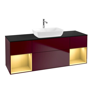 V&B Meuble sous-lavabo Finion 160 cm, Pl blanc mat, Regor doré mat Lac, Peo mat