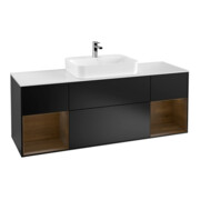 V&B Meuble sous lavabo Finion 160 cm, pl blanc mat, régule chêne sauvage, bleu mat Lac-1