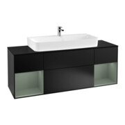 V&B Meuble sous lavabo Finion 160 cm, Pl blanc mat, Régule huileux mat laqué bleu