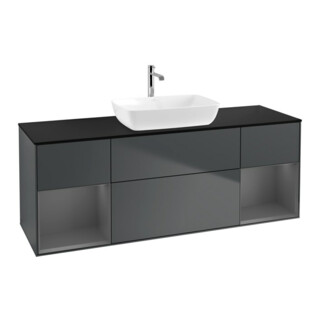 V&B Meuble sous lavabo Finion 160 cm, Pl blanc mat, Rg A mat laqué, md bleu mat laqué