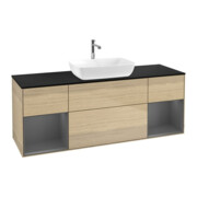 V&B Meuble sous lavabo Finion 160 cm, Pl blanc mat, Rg anthracite mat, Oa ven