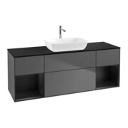 V&B Meuble sous lavabo Finion 160 cm, Pl blanc mat, Tiroir bleu mat, Anthracite mat