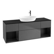 V&B Meuble sous lavabo Finion 160 cm, Pl blanc mat, Tiroir bleu mat laqué, Anthracite mat-1