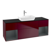 V&B Meuble sous lavabo Finion 160 cm, Pl bleu, Étagère médium laquée, Poignée métal