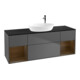 V&B Meuble sous-lavabo Finion 160 cm, Pl bleu m, Étag bois noyer, Anthracite m-1