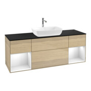 V&B Meuble sous-lavabo Finion 160 cm, Pl bleu m, Étagère gla wh. Lac, Oa ven