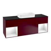 V&B Meuble sous lavabo Finion 160 cm, Pl bleu m, Étagère glo blc. Lac, Peo m