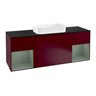 V&B Meuble sous lavabo Finion 160 cm, Pl bleu m, étagère huile m laque, Peo m