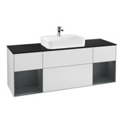 V&B Meuble sous-lavabo Finion 160 cm, Pl bleu m, étagère md m laque, blanc m laque