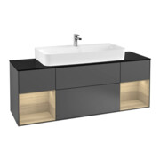 V&B Meuble sous lavabo Finion 160 cm, Pl bleu m, Étagère Oa ven, Anthracite m