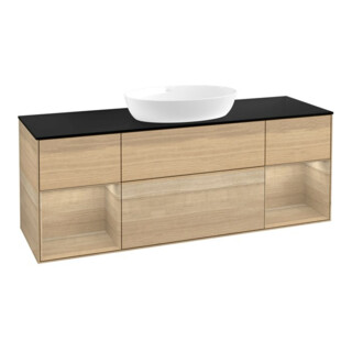 V&B Meuble sous-lavabo Finion 160 cm, Pl bleu m, Étagère Oa ven, Oa ven