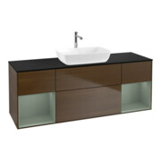 V&B Meuble sous lavabo Finion 160 cm, Pl bleu m, Étagère Oli. m Lac, noyer ven-1