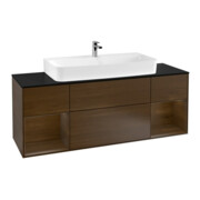 V&B Meuble sous lavabo Finion 160 cm, Pl bleu m, étagère wal ven, wal ven