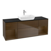 V&B Meuble sous lavabo Finion 160 cm, Pl bleu m, étagère wal ven, wal ven
