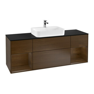 V&B Meuble sous lavabo Finion 160 cm, Pl bleu m, étagère wal ven, wal ven
