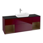 V&B Meuble sous lavabo Finion 160 cm, Pl bleu m, Reg chêne ven, Peo m-1