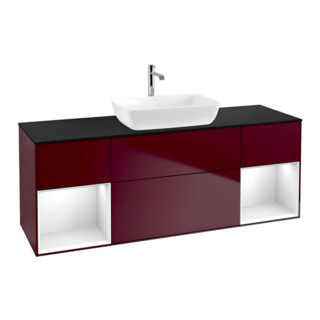 V&B Meuble sous lavabo Finion 160 cm, Pl bleu m, Reg glo blanc, Lac, Peo m