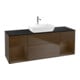V&B Meuble sous lavabo Finion 160 cm, Pl bleu m, Reg noyer ven, noyer ven-1