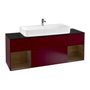 V&B Meuble sous lavabo Finion 160 cm, Pl bleu m, Reg noyer ven, Peo m