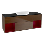 V&B Meuble sous lavabo Finion 160 cm, Pl bleu m, Reg Peo m Lac, noyer ven