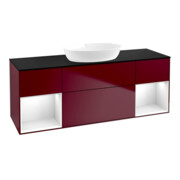 V&B Meuble sous lavabo Finion 160 cm, Pl bleu mat, Étagère blanc brillant, Lac, Peo m