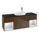 V&B Meuble sous-lavabo Finion 160 cm, Pl bleu mat, Étagère blanche avec laque, noyer veiné-1